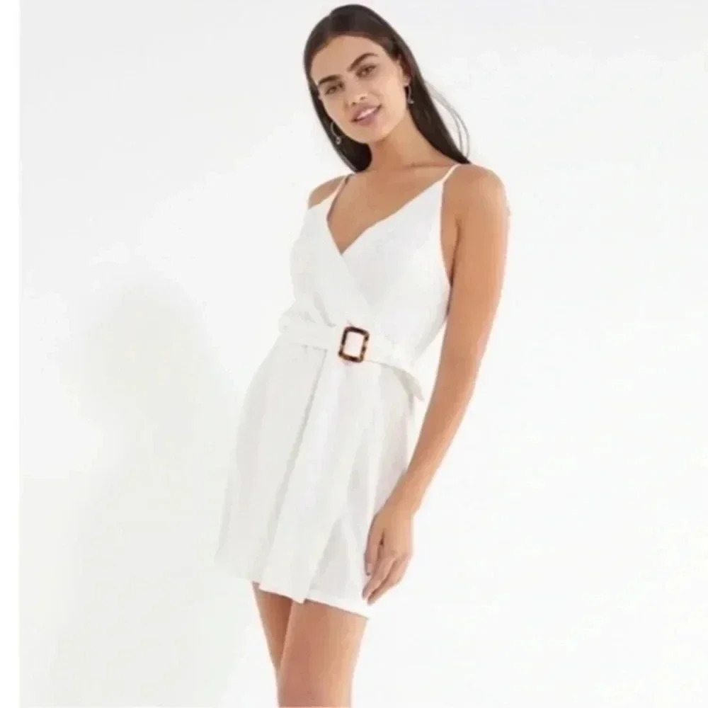Urban Outfitters | Classic Chic Ivory Linen Blend Coastal Dress Size XS Tall
